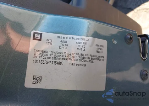 2010 Chevrolet Cobalt Lt from USA, damaged, VIN 1G1AC5F54A7154806